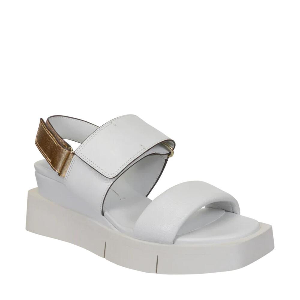 NEW NAKED FEET women's paradox open toe wedge sandals in white multi